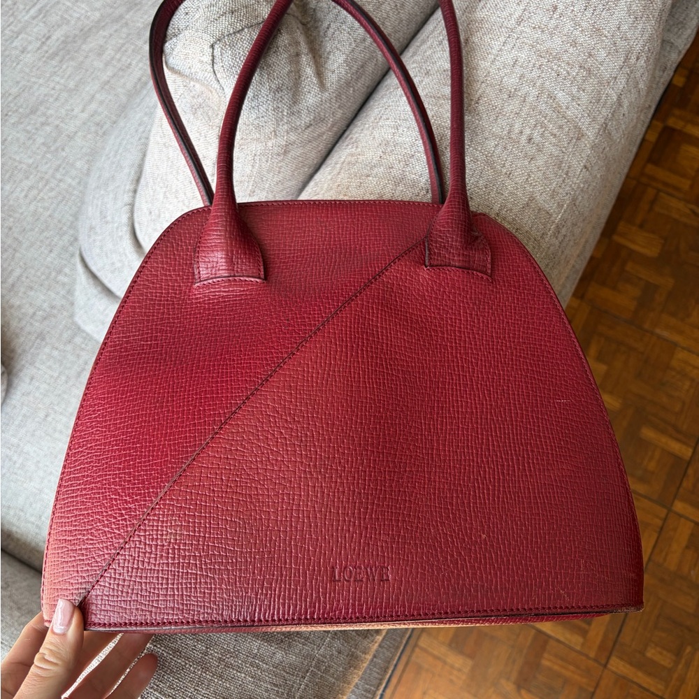 Loewe Burgundy Pebbled Leather Tote